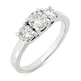 1/2 Ct. Three-Stone Diamond Engagement Ring in 14K White Gold