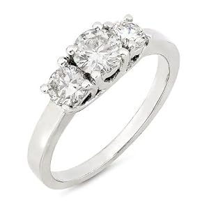 1 2 Ct. Three-Stone Diamond Engagement Ring in 14K White Gold by