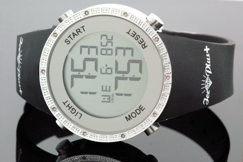 Best Price GU2 Ice Plus Mens Diamond Digital Gucci Style Watch Black Band