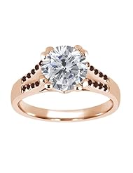 1.20 Ct Round H/I Diamond Red Garnet 18K Rose Gold Ring
