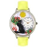 Whimsical Watches Unisex U0120010 Basking Cat Yellow Leather Watch