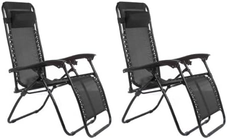 Vergo Zero Gravity 2 Pack Reclining Pool/Patio Outdoor Lounge Chairs (Black)