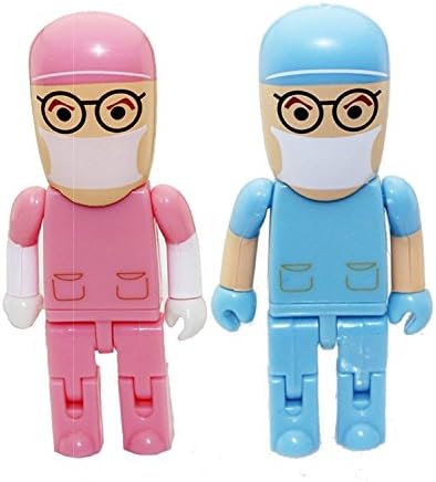 Phoenixnet® Cartoon Doctor 16G USB Flash Drive Robot Doctor USB Memory Disk, 2 Pack, Blue+Pink