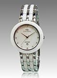IMAGE OF Oniss Paris Women'S On818-L-Wht Daisy Ceramic Collection Ladies Stainless Steel/Ceramic Case And Bracelet Swiss Parts Movement Sapphire Crystal Watch
