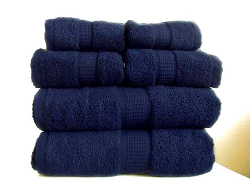 MARRIKAS 6 PC SUPIMA ZERO TWIST COTTON TOWEL SET NAVY