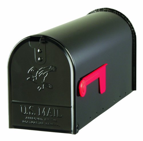 Solar Group E100B00 Standard Size Galvanized Steel Rural Mailbox, Black