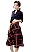 iRachel Womens Long Sleeve V Neck Casual Slim Tunic Plaids A-Line Shirt Dress