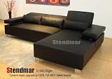 2PC NEW MODERN EURO DESIGN BLACK LEATHER SECTIONAL SOFA S1506