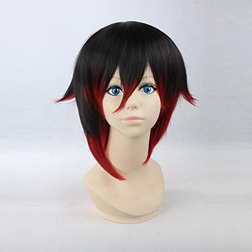 Red Trailer Ruby Rose RWBY Anime Cosplay Wig, Women's Anti-Alice Short Straight Black / Red Ombre Heat Resistant Synthetic Wigs Free Size