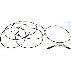 Rubber Cord Necklaces Black 18" 6Pcs