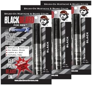Blackbeard for Men Formula X - Instant Brush-on Beard & Mustache Color - 3-pack
