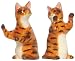 Ceramic Pottery Tabby Brown Cat Salt and Pepper Shakers 3.75"H Two Sets