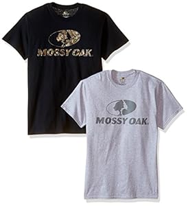 Mossy Oak Men's 2-Pack Short Sleeve Tees, Sport Grey/Black, 2X-Large