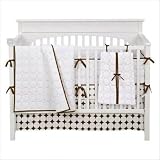 Bundle-04 Quilted Circles Crib Set in White and Chocolate