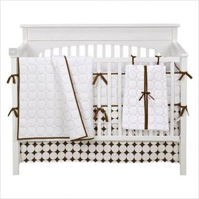 Bundle-04 Quilted Circles Crib Set in White and Chocolate