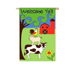 Welcome Farm Applique Large Flag