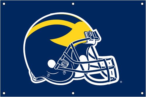 Michigan Wolverines NCAA Applique & Embroidered Team Banner (36x24) Helmet
