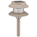 Malibu Solar White LED Tier Metal Walk Light 4-Pack, Sand Finish with Clear Faceted Globe, #LZ407S4