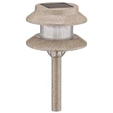 Malibu Solar White LED Tier Metal Walk Light 4-Pack, Sand Finish with Clear Faceted Globe, #LZ407S4