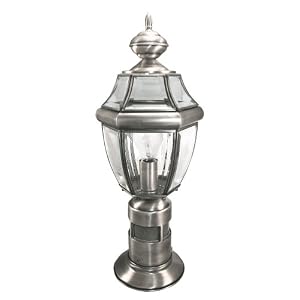 Heath Zenith Sl-4370-SA Solid Brass Motion Activated Post Top Lantern, Antique Silver by 