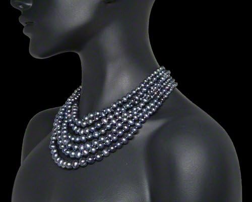 HinsonGayle Handcrafted 7-Strand Ultra-Iridescent Black Circlé Baroque Freshwater Cultured Pearl Necklace