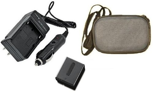 Extended Performance Replacement Battery PLUS Mini Battery Travel Charger for Specific Digital Camera and Camcorder Models / Compatible with SONY NP-FF50 Charges with Intelligent Charge Technology - Includes Car Adapter and Hard Case Camera Bag
