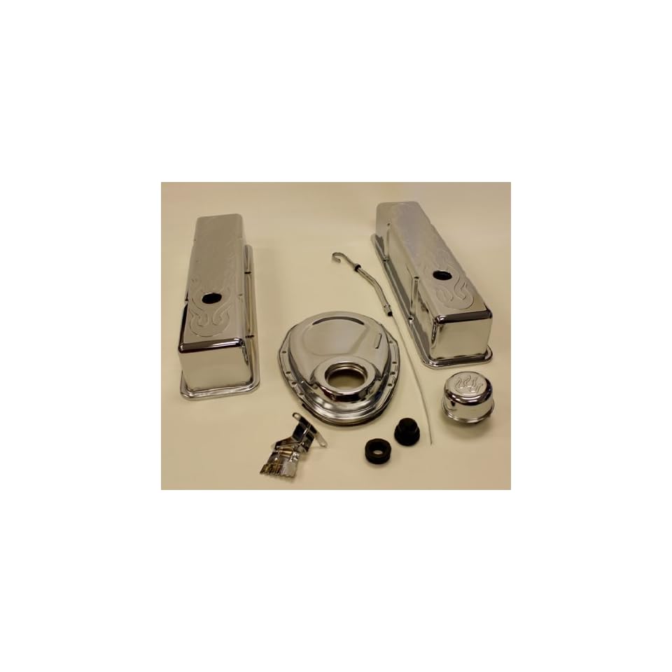Sbc Small Block Chevy Chrome Dress Up Kit Tall Flamed Car & Truck