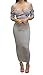 Kearia Womens Off Shoulder Stripe Two Piece Bodycon Dress Crop Top And Midi Skirt