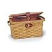 12.5" Chipwood Picnic Basket with Folding Handles Lined with Red/white Plaid