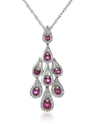 Sterling Silver Chandelier Diamond Pendant Necklace (1/10cttw, I J Color, I2 I3 Clarity), 18"