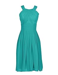 Short Open-Back Halter Chiffon Evening Dress/Homecoming Dress/Bridesmaid Dress/Prom Dress/Party Dress 