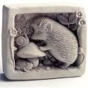 Cast Stone Garden Gatherer Hedgehog Snail Plaque Sculpture By George Carruth