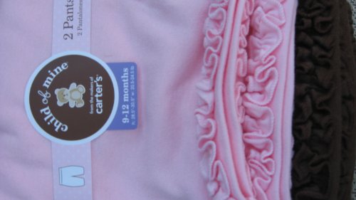 Carter's Child of Mine Girl's Ruffled Pants, Pink and Brown, Size 9-12 Months