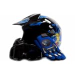 Youth Motocross ATV Dirt Bike MX Helmet, Gloves and Goggles Blue With Awsome Graphics, Large