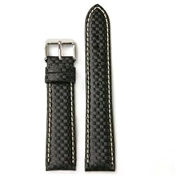 Watch Band Carbon Fiber Black Water Resistant Padded Mens 20 millimeter
