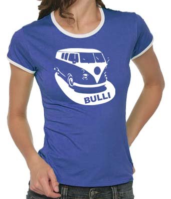 Touchlines Girlie Ringer T-Shirt VW Bulli, royal, XL, B9122 Preisvergleich