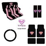 15pc Supergirl Shield Dc Comics Superhero Low Back Seat Covers with Head Rest Covers,... 
