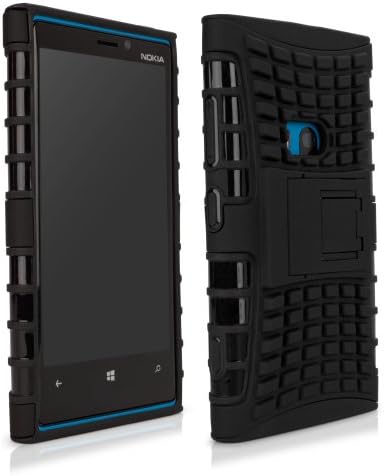 Tuff-Site Nokia Lumia 920 Case - Extra Rugged TPU Case with a Collapsible Stand, Double-Layered Gives Extra Protection, Featuring Extra-Grip Grooves (Pitch Black)