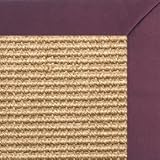 Khaki Sisal Rug with Purple Designer Cotton Binding - 5x8