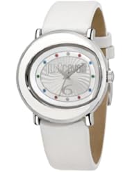 Just Cavalli Womens R7251186504 Lac Stainless Steel White Genuine Leather Strap Watch