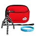 Red Mini Glove Carrying Case for Fuji FinePix JZ300 A170 JZ500 Z700EXR J38 J150W + Tripod + Wisdom * Courage Wristband