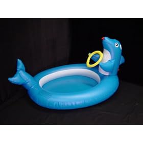 NEW INFLATABLE POOL TOY - DOLPHIN w. HOOP + SPRAYER FUN by