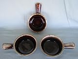 (3) Vintage McCoy Pottery Brown Drip Handled French Onion Soup Bowls #7050 - Set of 3