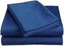 Aqua Elegance 250-Thread Count Cotton Rich Super Single Size Waterbed Sheet Set, Navy