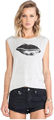 2014 Sleeveless Zipper Lip Pattern Printed Vest Tank for Women (Size L)