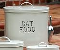 Cream Enamel Metal Dry Cat Food Storage with Scoop