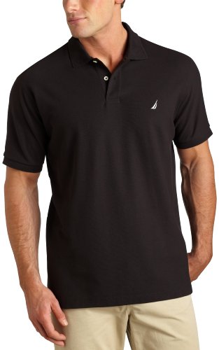 Nautica Men's Solid Pique Polo,Black