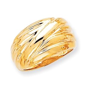 14k Gold Polished Scalloped Dome Ring
