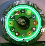 Billiards Chrome Finished Neon Clock (green) (15