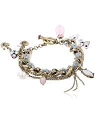 Betsey Johnson "Girlie Grunge" Fishnet Woven Toggle Multi-Charm Bracelet, 7.5"